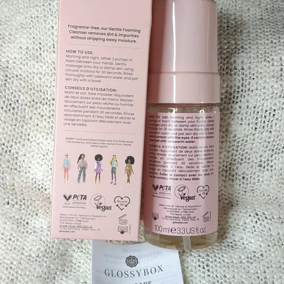 GlossyBox Barbie Cleanser&Box/Hydrating Mist&Vintage Cosmetic Satin Pillowcase - Picture 7 of 16